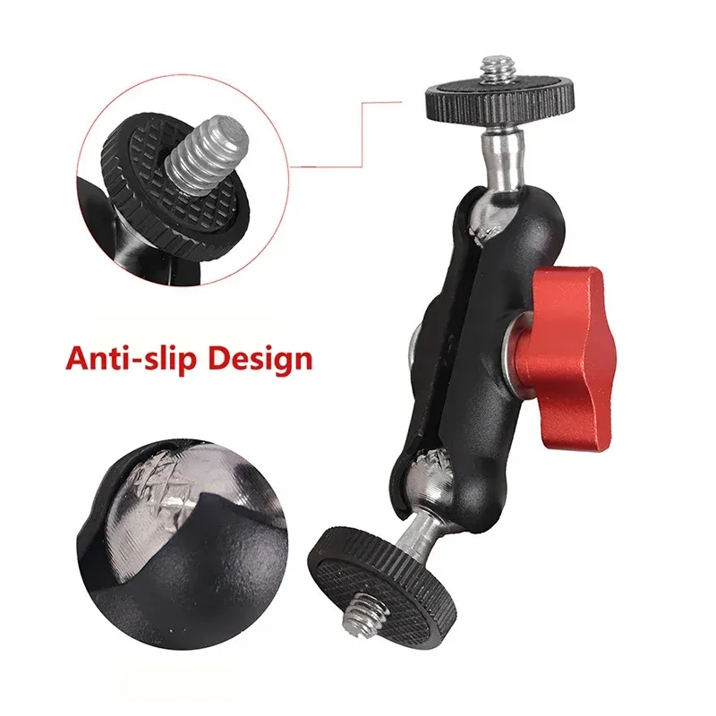 Pince métallique robuste à double rotule et bras magique pour appareil photo reflex, moniteur, éclairage, micro, GoPro et smartphone – Accessoires de photographie 3
