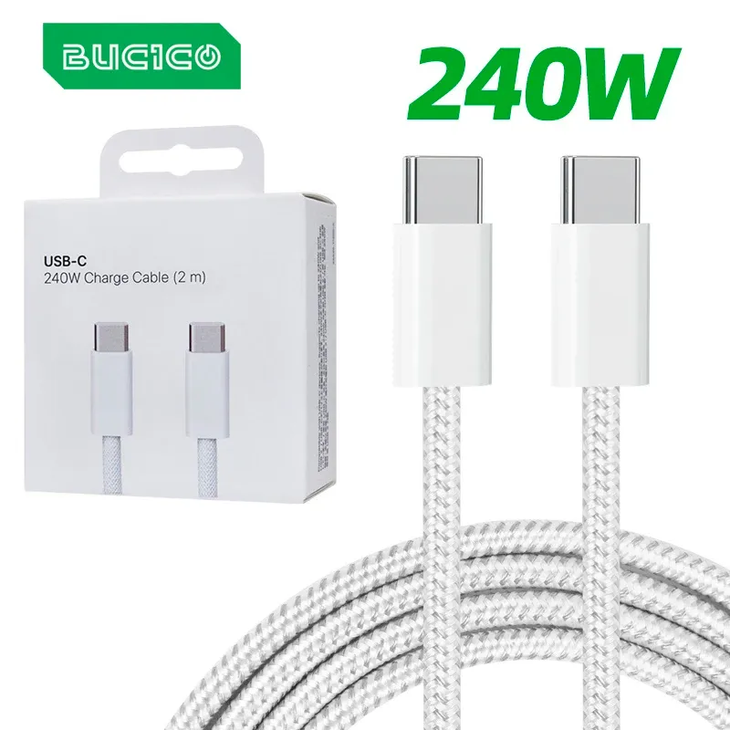 Câble de charge USB-C vers USB-C 240 W, câble tressé PD à charge rapide Type-C pour iPhone 15, 16, 17E, 17 Max, iPad Air, MacBook Pro, ASUS, DELL