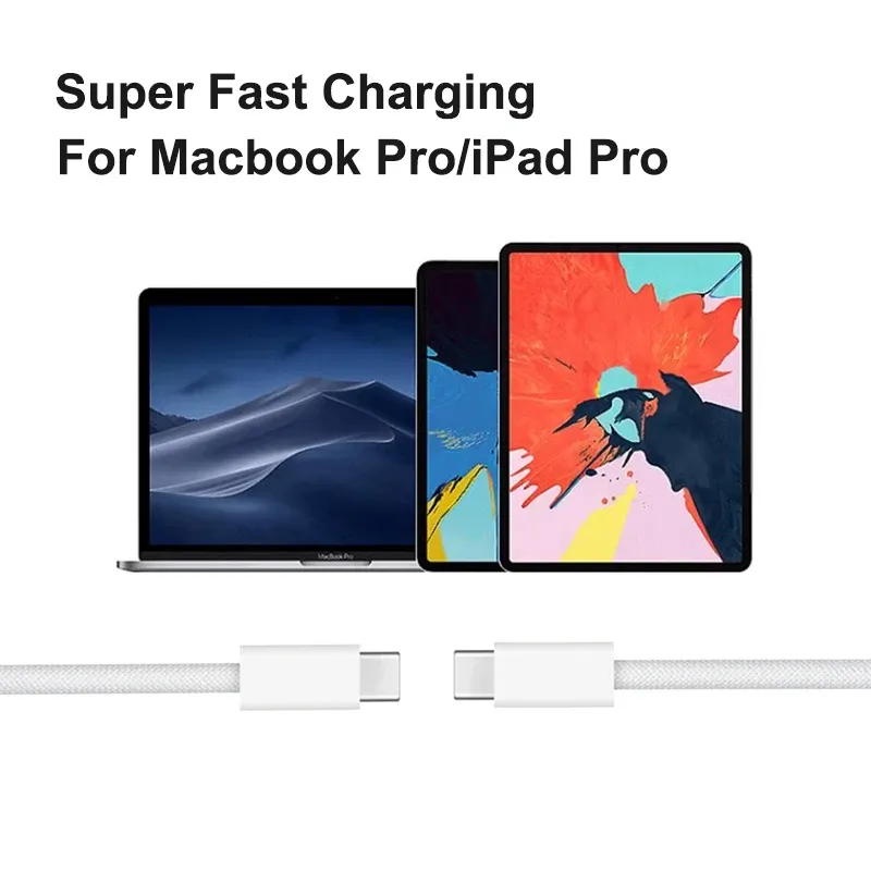 Câble de charge USB-C vers USB-C 240 W, câble tressé PD à charge rapide Type-C pour iPhone 15, 16, 17E, 17 Max, iPad Air, MacBook Pro, ASUS, DELL 5