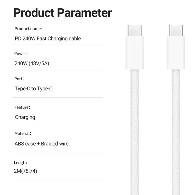 Câble de charge USB-C premium, finition soignée