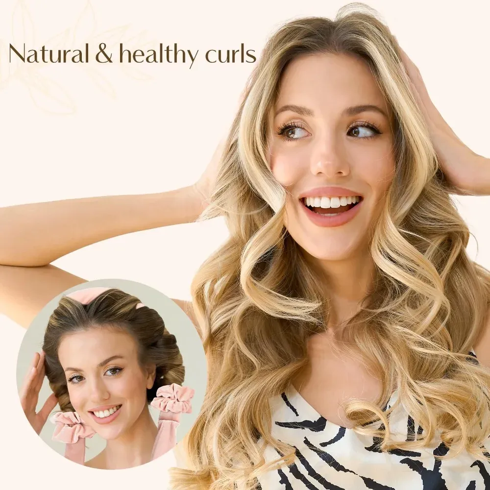 Bigoudis sans chaleur en satin avec bandeau doux, bonnet de nuit pour boucles, outils de coiffure 3