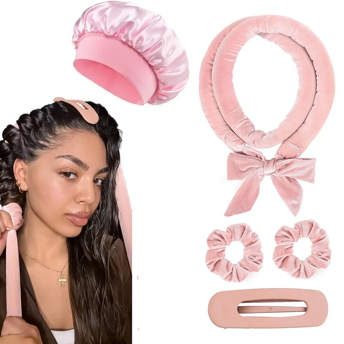 Bandeau bouclant en velours doux porté pour créer des boucles naturelles