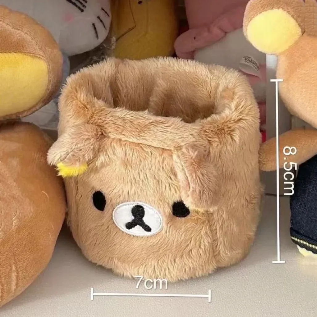 Porte-crayons en peluche, organisateur de stylos cosmétiques, accessoire de bureau kawaii, boîte de rangement pour papeterie enfants, cadeau 3