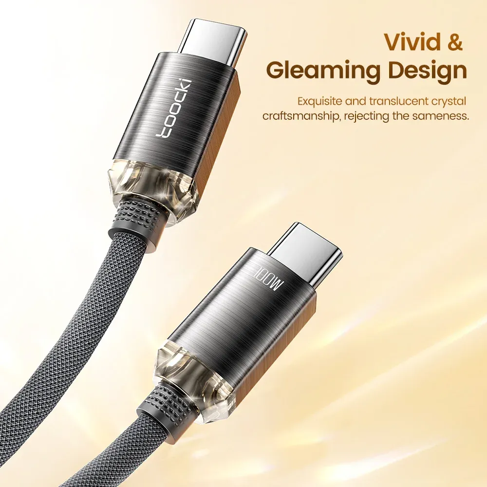 Câble de charge rapide USB-C vers USB-C 100 W Toocki PD pour iPhone 15, chargeur de téléphone Type-C vers Type-C compatible Samsung, Xiaomi et Hoco 3