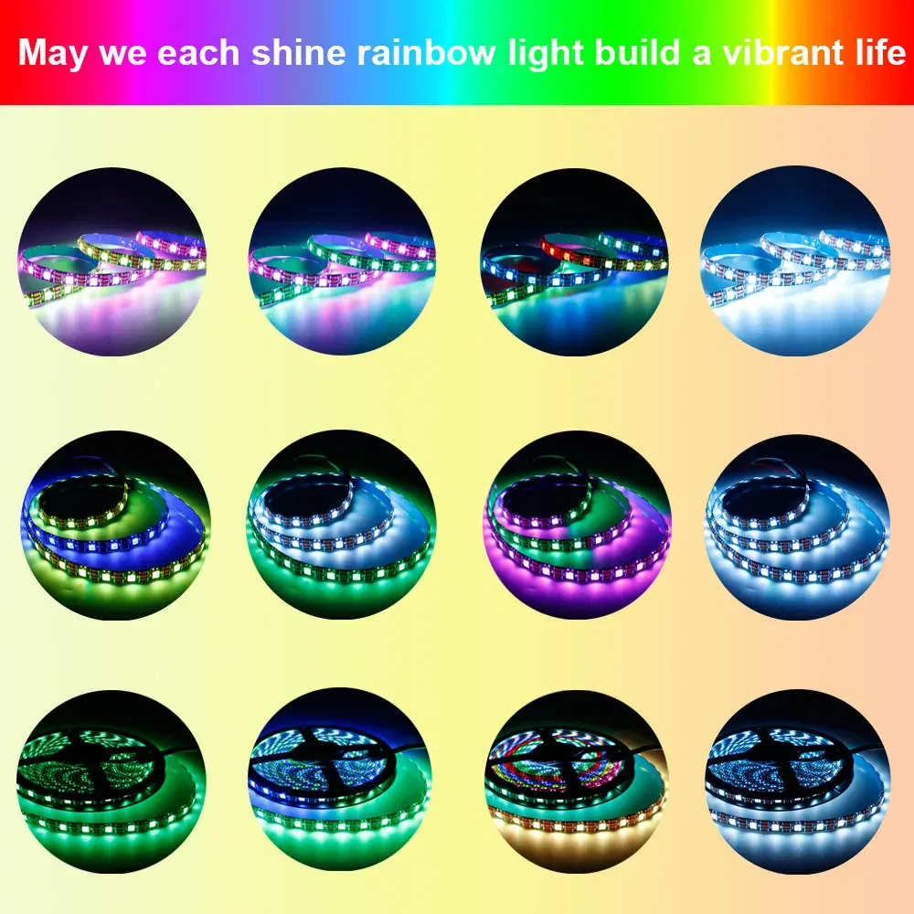 Bande LED RGBW 4 en 1 SK6812 adressable individuellement, 30/60/144 LED/m, IP30/65/67, 5 V CC 6