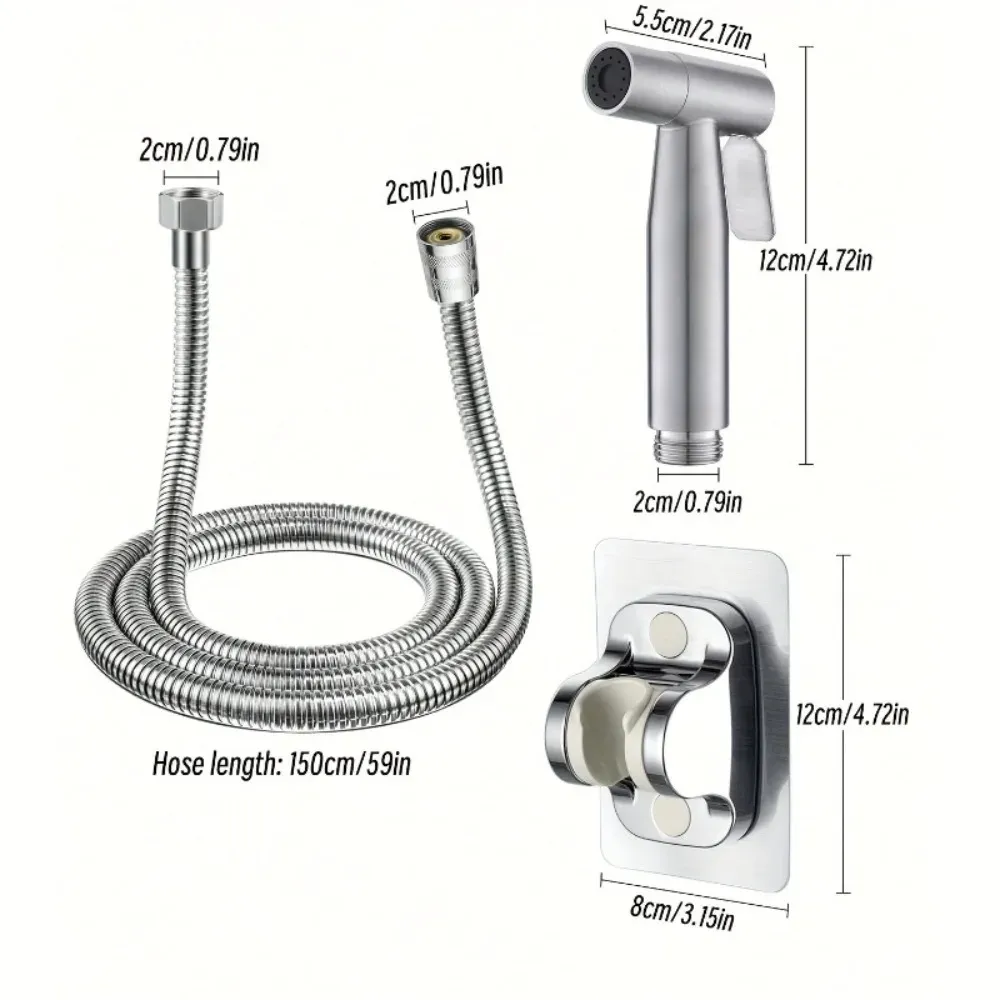 Ensemble de bidet à main en acier inoxydable avec pulvérisateur d'eau pour toilettes 2