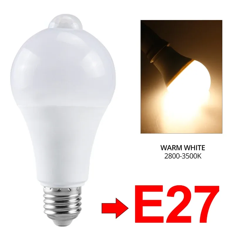 Ampoule LED E27 à détecteur de mouvement PIR, allumage et extinction automatiques, veilleuse pour porche, escaliers et garage 8