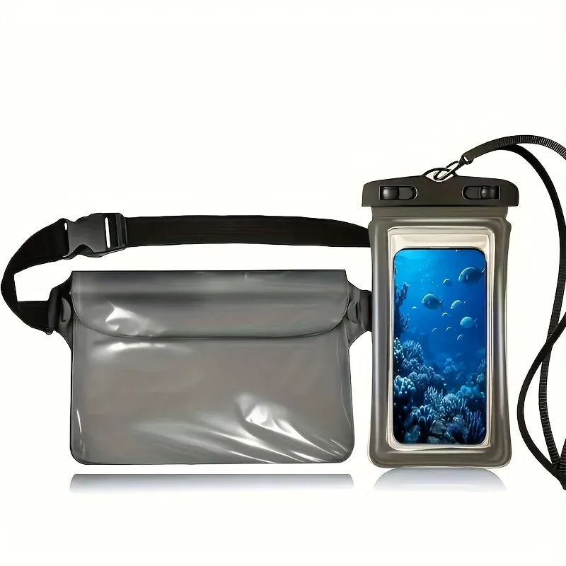 Lot de 2 sacs banane étanches et transparents pour téléphone, réglables, idéaux pour la plage, la natation et le kayak 7