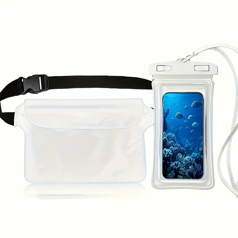 Lot de 2 sacs banane étanches et transparents pour téléphone, réglables, idéaux pour la plage, la natation et le kayak 9