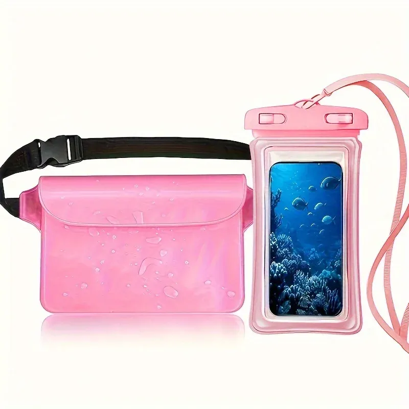 Lot de 2 sacs banane étanches et transparents pour téléphone, réglables, idéaux pour la plage, la natation et le kayak 8