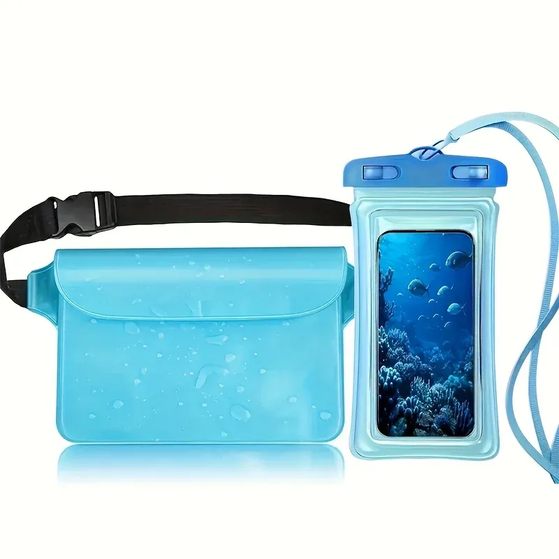 Lot de 2 sacs banane étanches et transparents pour téléphone, réglables, idéaux pour la plage, la natation et le kayak 10