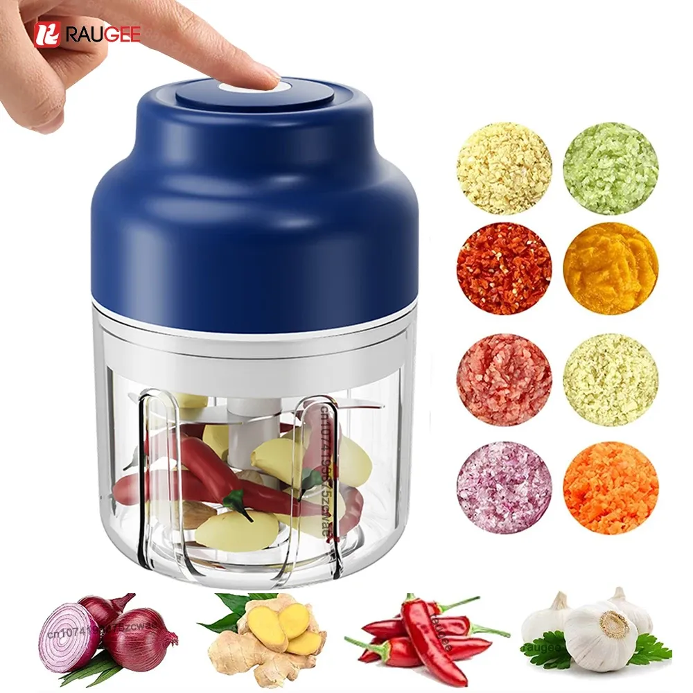 Hachoir à ail électrique portable sans fil 320 ml, rechargeable par USB, mini robot culinaire pour viande, légumes et ail