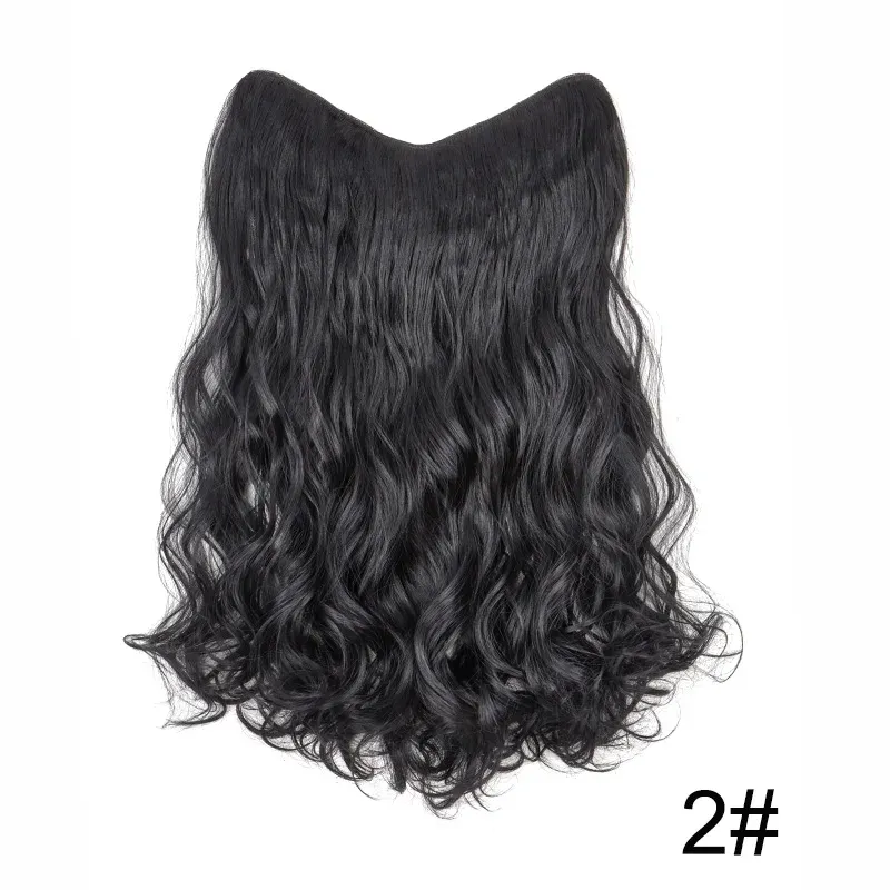 Extension Capillaire Synthétique Longue et Ondulée en V, 4 Clips, 20 Pouces, Blonde Noire, pour Femme 7