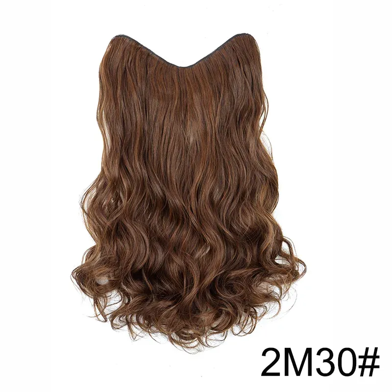 Extension Capillaire Synthétique Longue et Ondulée en V, 4 Clips, 20 Pouces, Blonde Noire, pour Femme 9
