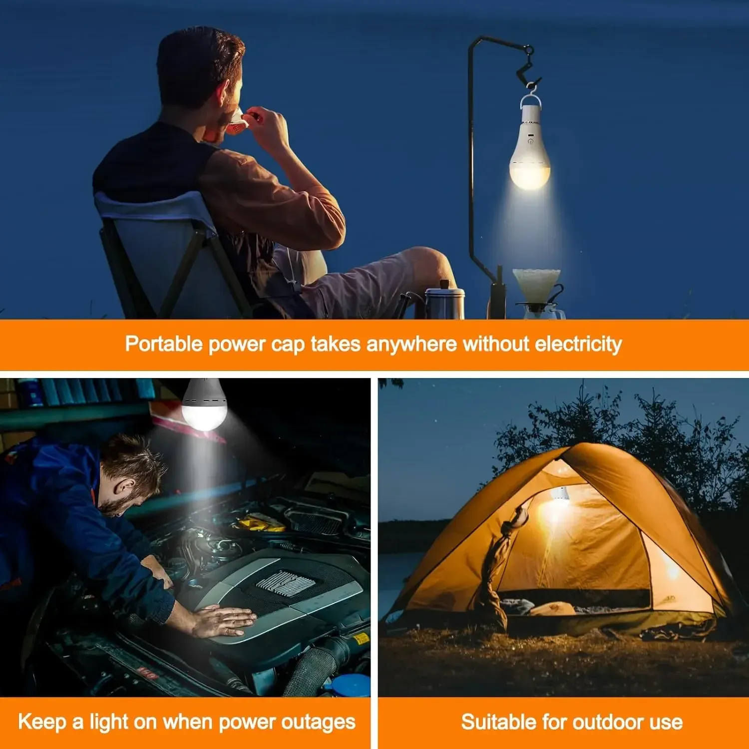 Ampoule rechargeable E27 avec télécommande, intensité variable et minuterie 4