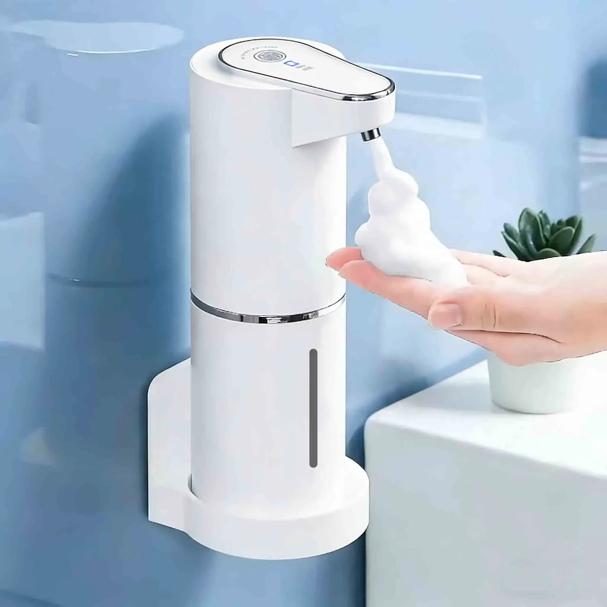 Distributeur automatique de savon en mousse pour salle de bains, distributeur intelligent sans contact avec recharge USB, en ABS blanc de haute qualité, nouveauté 2026 - Image 1