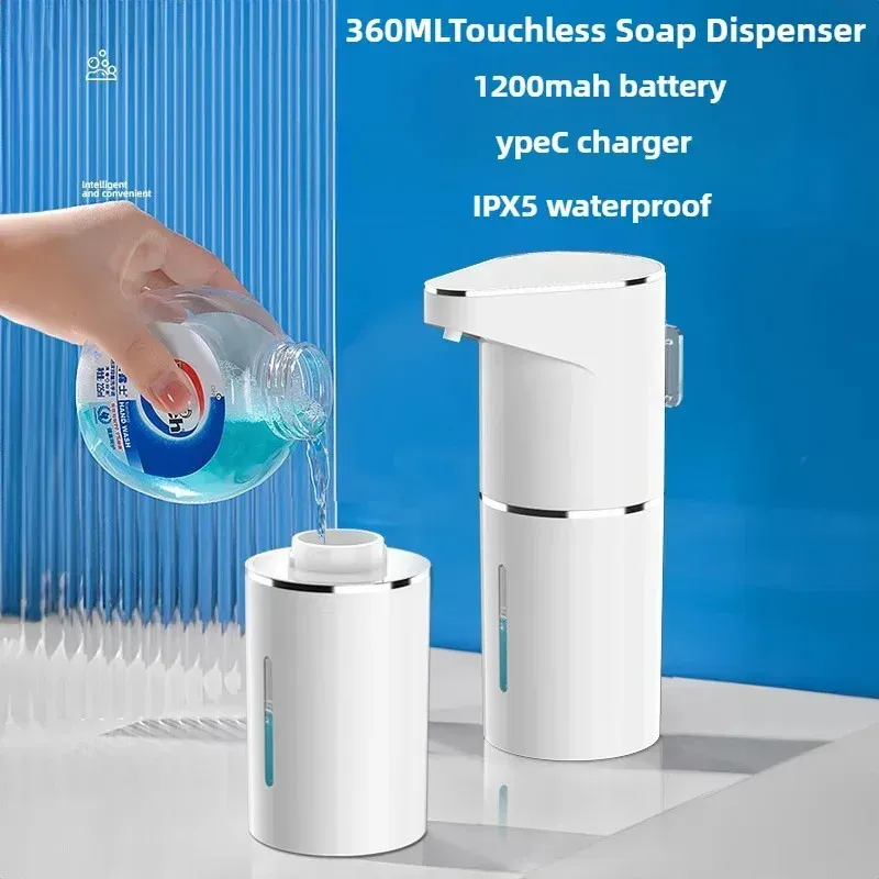 Distributeur automatique de savon en mousse pour salle de bains, distributeur intelligent sans contact avec recharge USB, en ABS blanc de haute qualité, nouveauté 2026 3