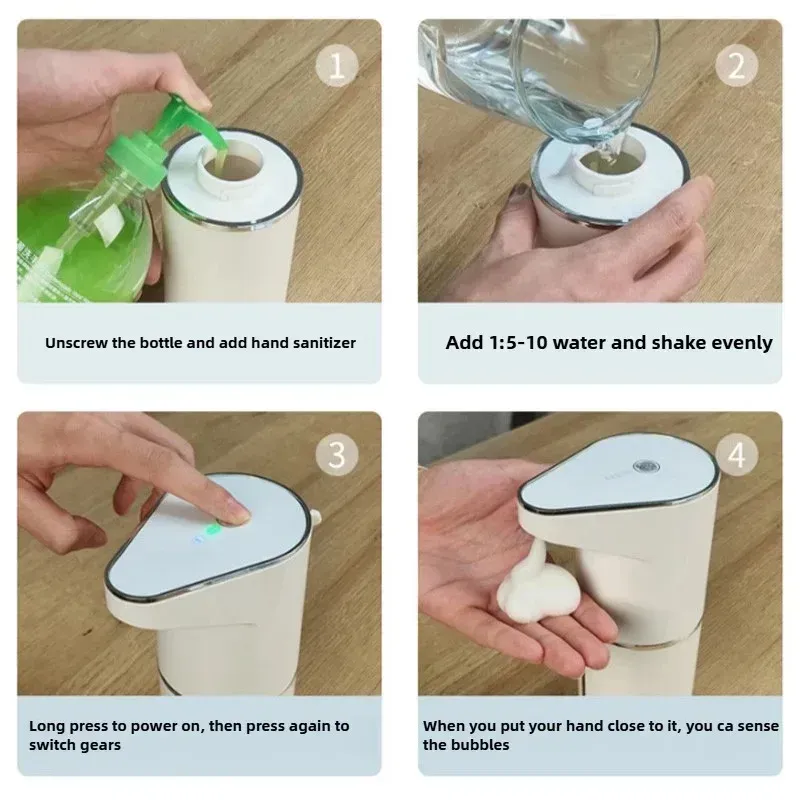 Distributeur automatique de savon en mousse pour salle de bains, distributeur intelligent sans contact avec recharge USB, en ABS blanc de haute qualité, nouveauté 2026 5