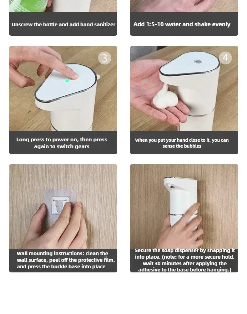 Distributeur de mousse en situation de lavage des mains