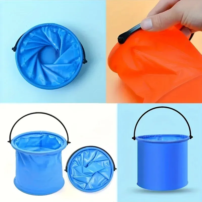 Seau pliable polyvalent, utilisation en extérieur