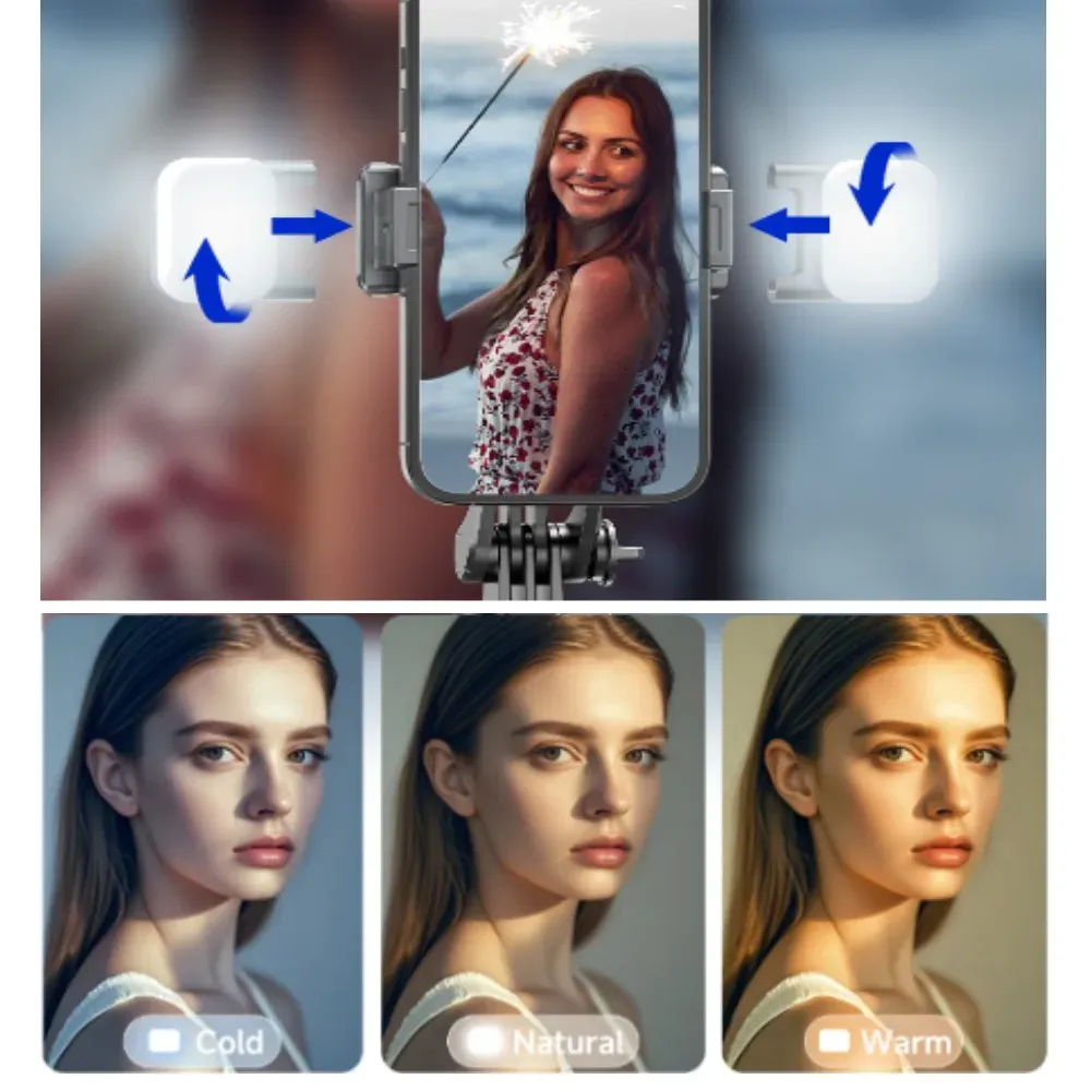 Perche à selfie trépied MEUYAG avec lumière de remplissage, monopode 1708 mm, télécommande Bluetooth, rotation à 360°, filetage 1/4 pouce, pour smartphone 5