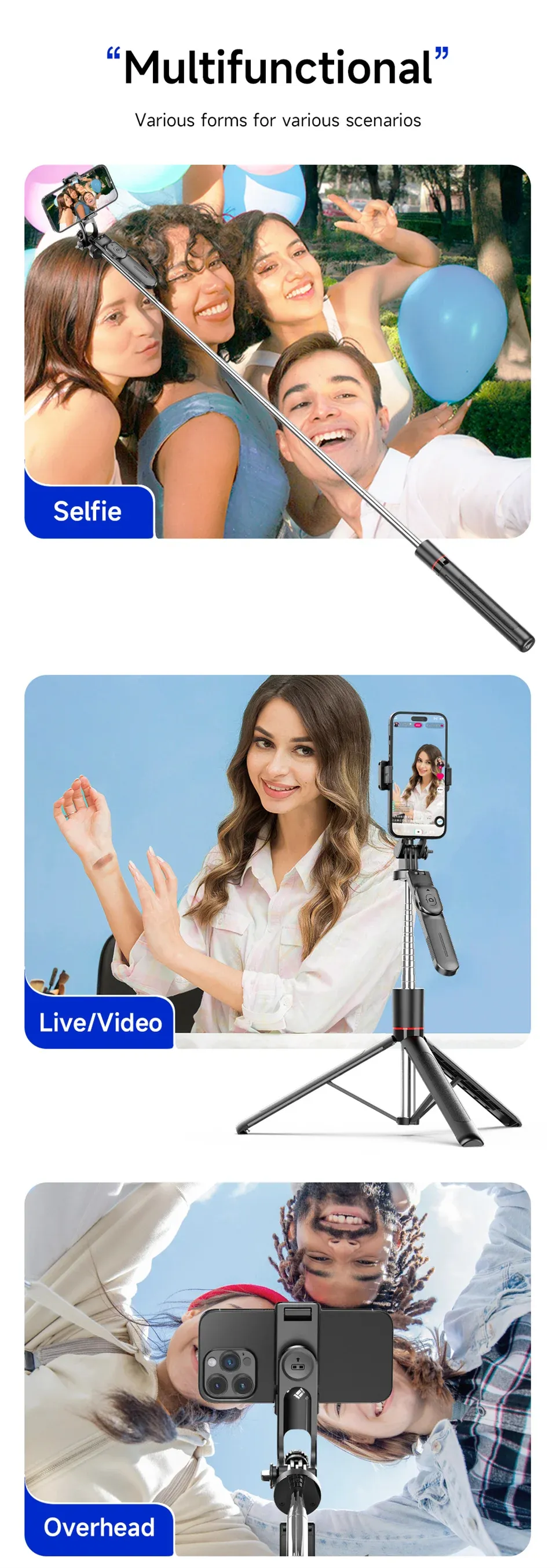 Perche à selfie en action