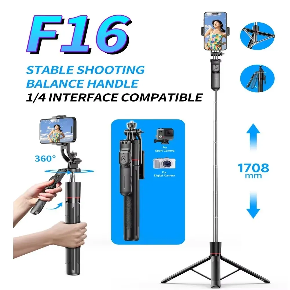 Perche à selfie trépied MEUYAG avec lumière de remplissage, monopode 1708 mm, télécommande Bluetooth, rotation à 360°, filetage 1/4 pouce, pour smartphone 7