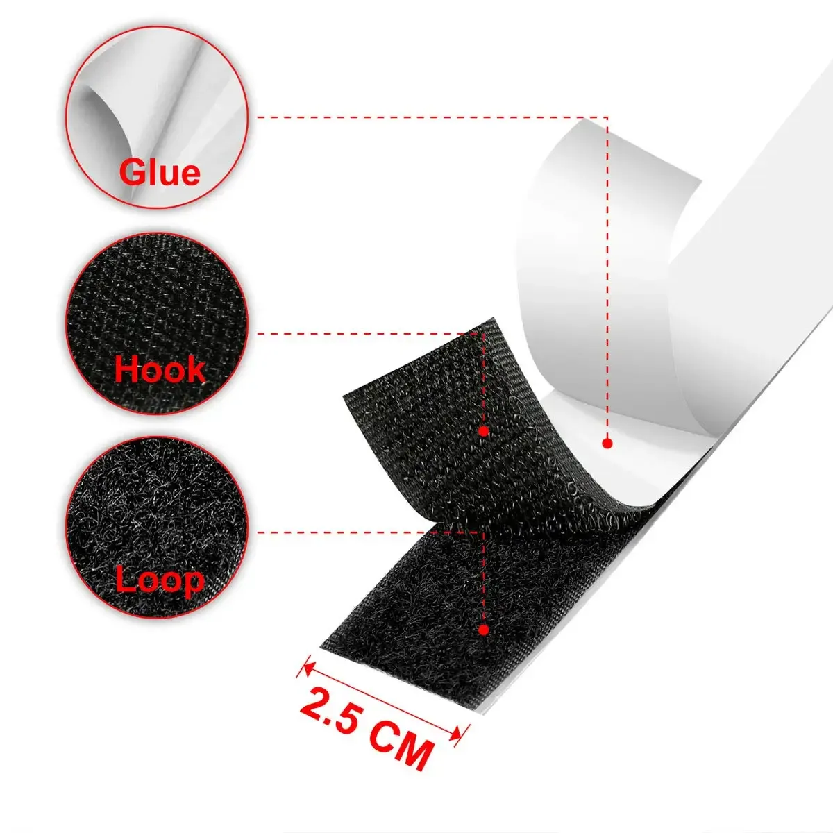 Bande autocollante à crochet et boucle, 1 à 10 m, fixation pour la maison, auto-adhésive 5