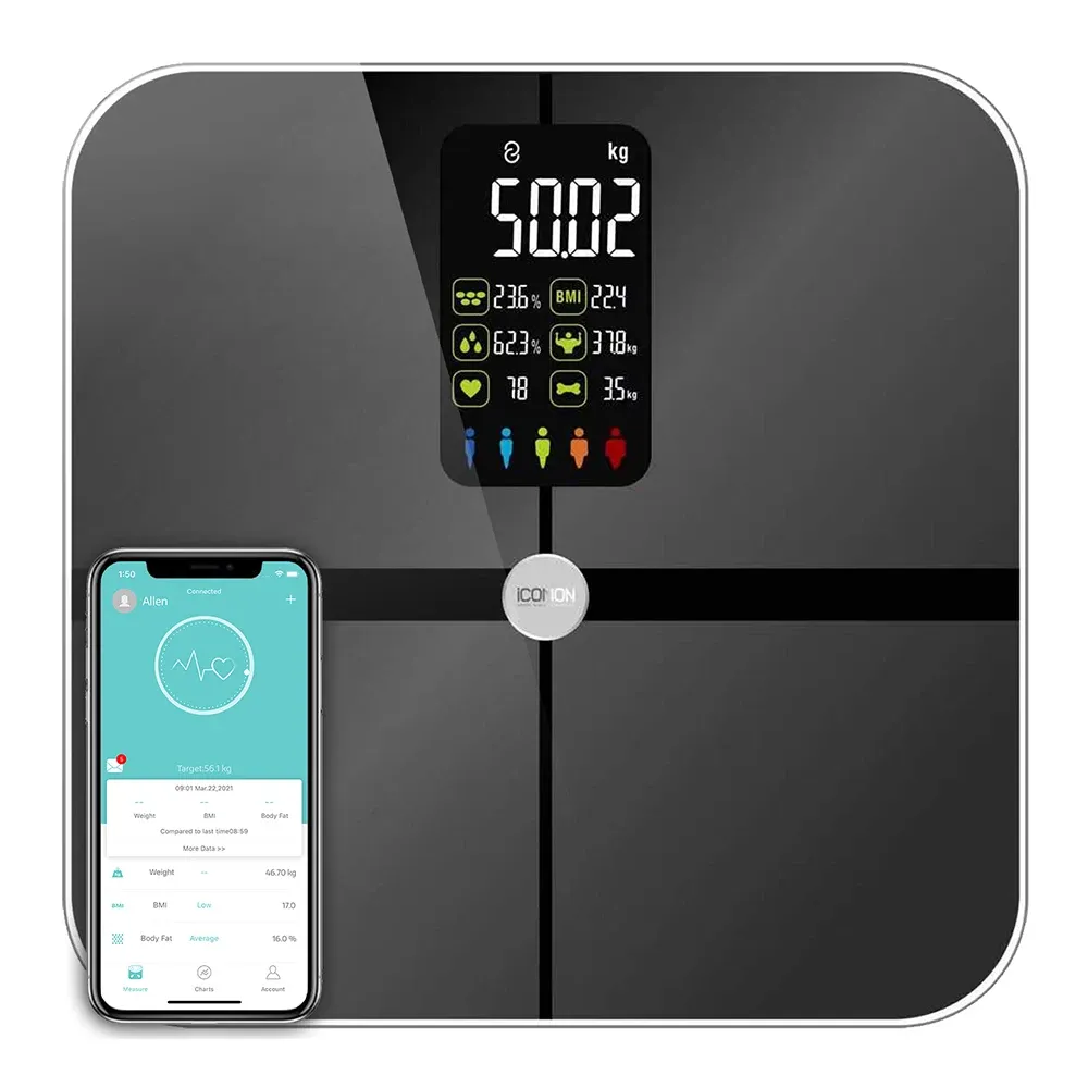 Balance connectée Bluetooth - Analyseur de masse grasse et d'IMC haute précision, grand écran, pour le suivi de la santé - Image 1