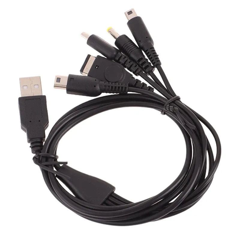 Câble de charge rapide 5 en 1, 1,2 m, USB, pour chargeur de console de jeu, compatible New 3DS XL, NDS Lite, NDSi LL, Wii U, GBA, PSP 3