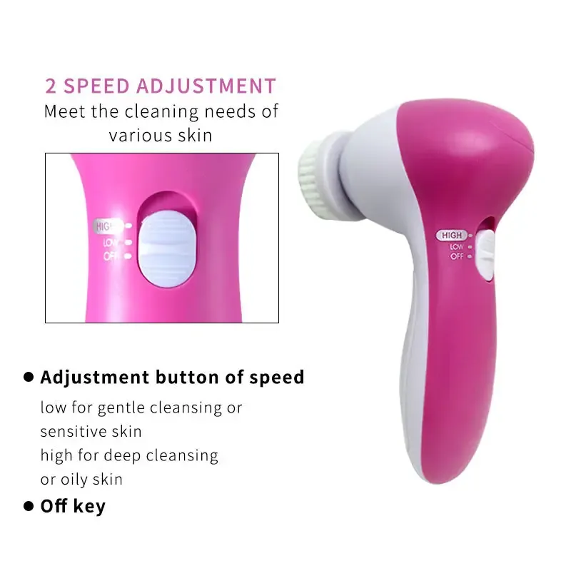 Nettoyeur facial électrique 5 en 1 avec brosse de nettoyage, appareil de soin de la peau et de massage pour le visage 3