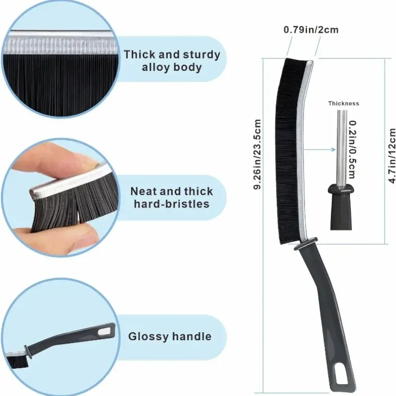 Brosse de nettoyage multi-usages à poils durs pour fentes étroites et joints de carrelage 2