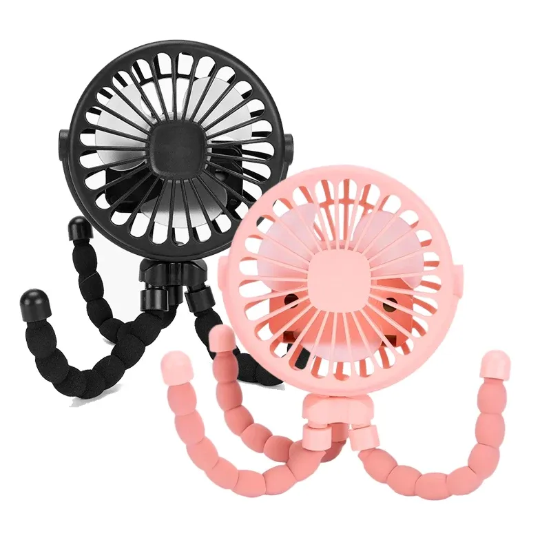 Ventilateur portable rechargeable à clipser pour poussette et chariot bébé, 3 vitesses, batterie 600 mAh, port USB 12