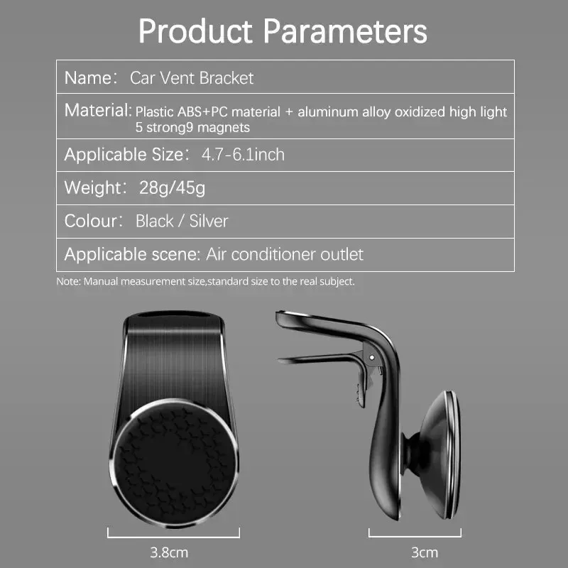 Support magnétique de téléphone pour voiture à fixation sur grille d'aération, compatible iPhone 15, Samsung et Xiaomi 6