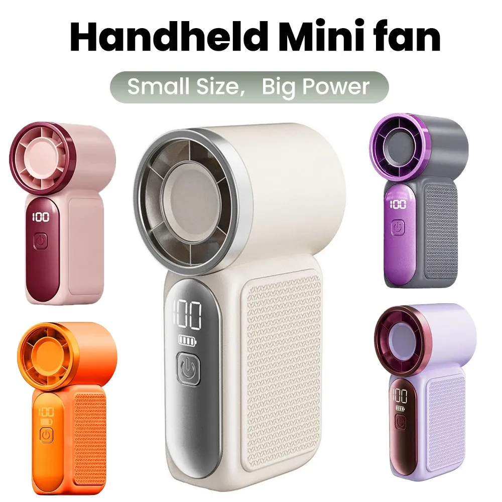 Mini ventilateur portable rechargeable USB-C, 5 vitesses, affichage numérique, pour bureau et extérieur