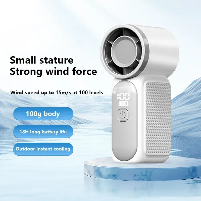 Mini ventilateur portable rechargeable USB-C, 5 vitesses, affichage numérique, pour bureau et extérieur 2