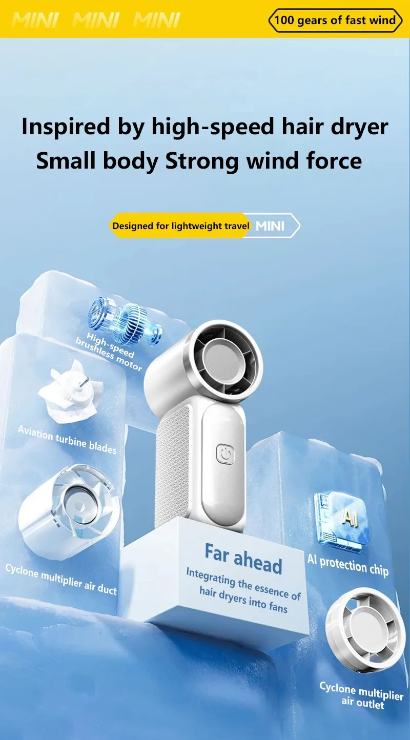 Mini ventilateur portable, vue latérale