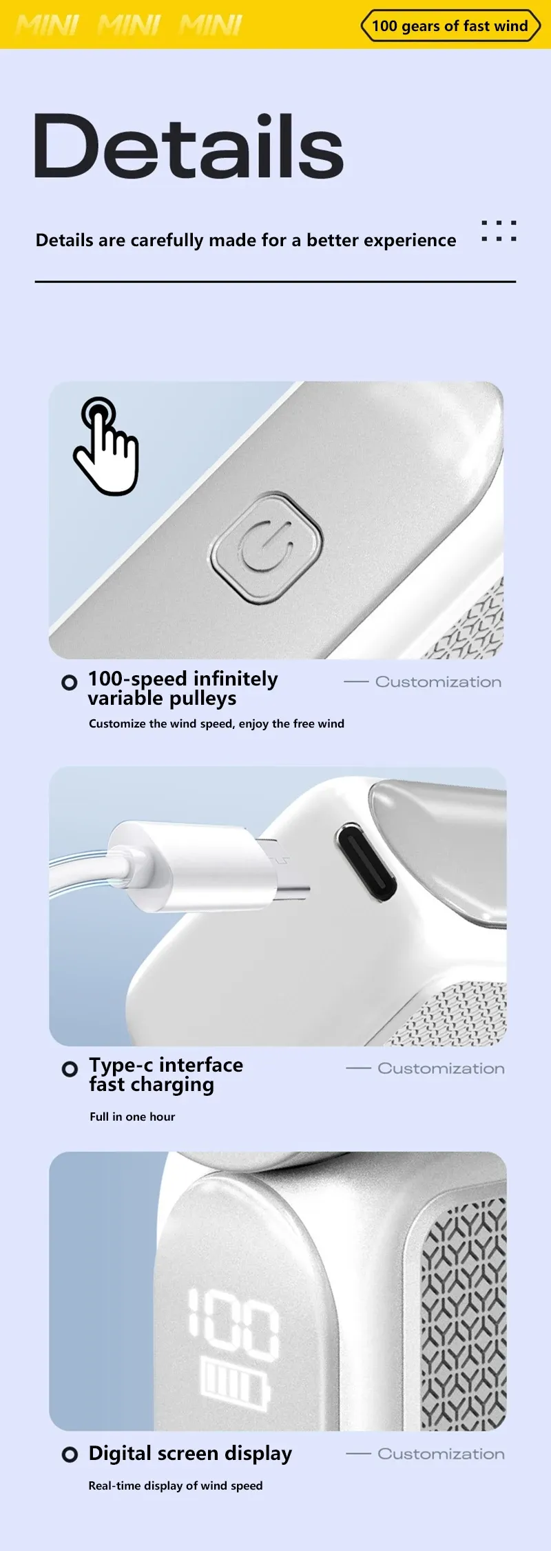 Mini ventilateur portable, vue finale