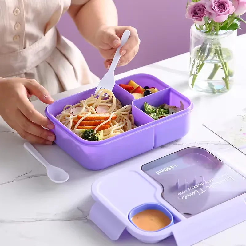 Boîte à bento pour enfants, micro-ondable, design kawaii, 3 compartiments, format sandwich et collation, conservation des aliments, Britware 2