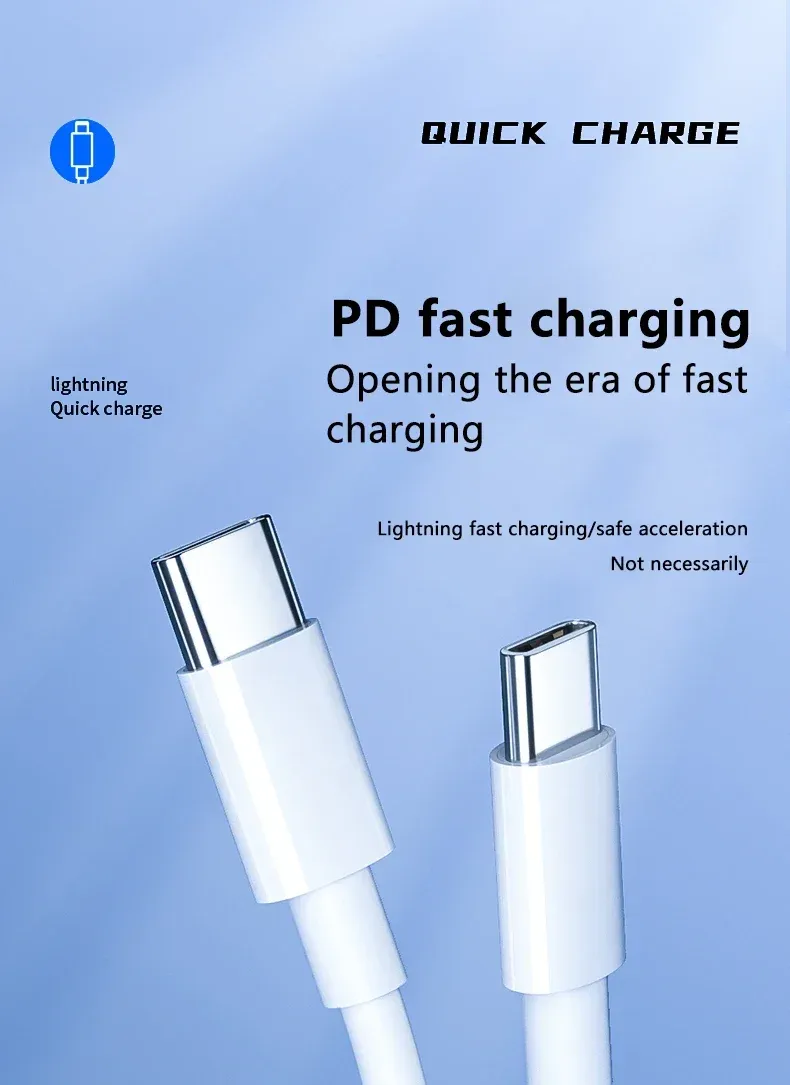 Câble USB-C vers USB-C à charge rapide, vue d'ensemble