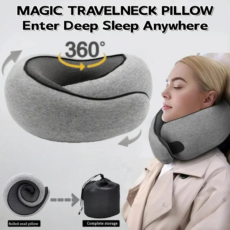 Oreiller de voyage portable en forme de U, 100 % mousse à mémoire de forme, soutien cervical réglable pour la nuque, oreiller souple pour la pause déjeuner