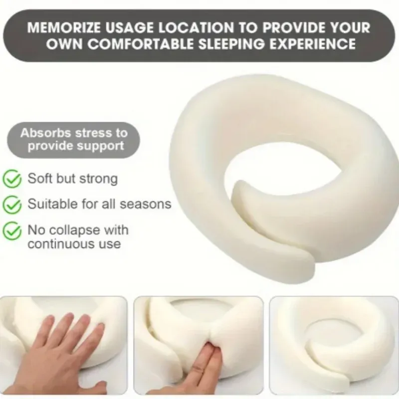 Oreiller de voyage portable en forme de U, 100 % mousse à mémoire de forme, soutien cervical réglable pour la nuque, oreiller souple pour la pause déjeuner 4