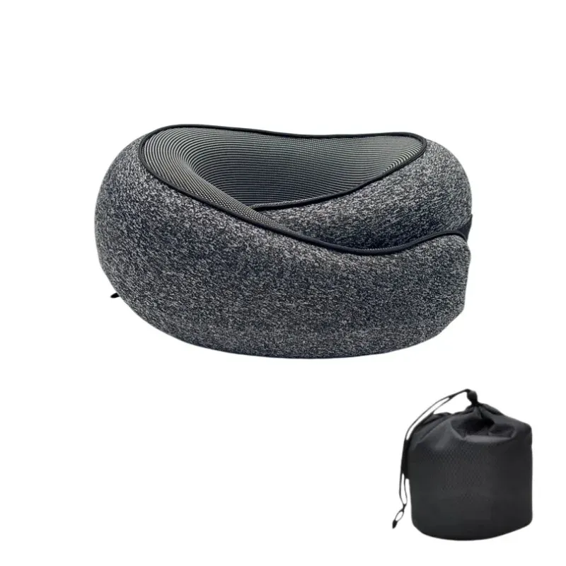 Oreiller de voyage portable en forme de U, 100 % mousse à mémoire de forme, soutien cervical réglable pour la nuque, oreiller souple pour la pause déjeuner 9
