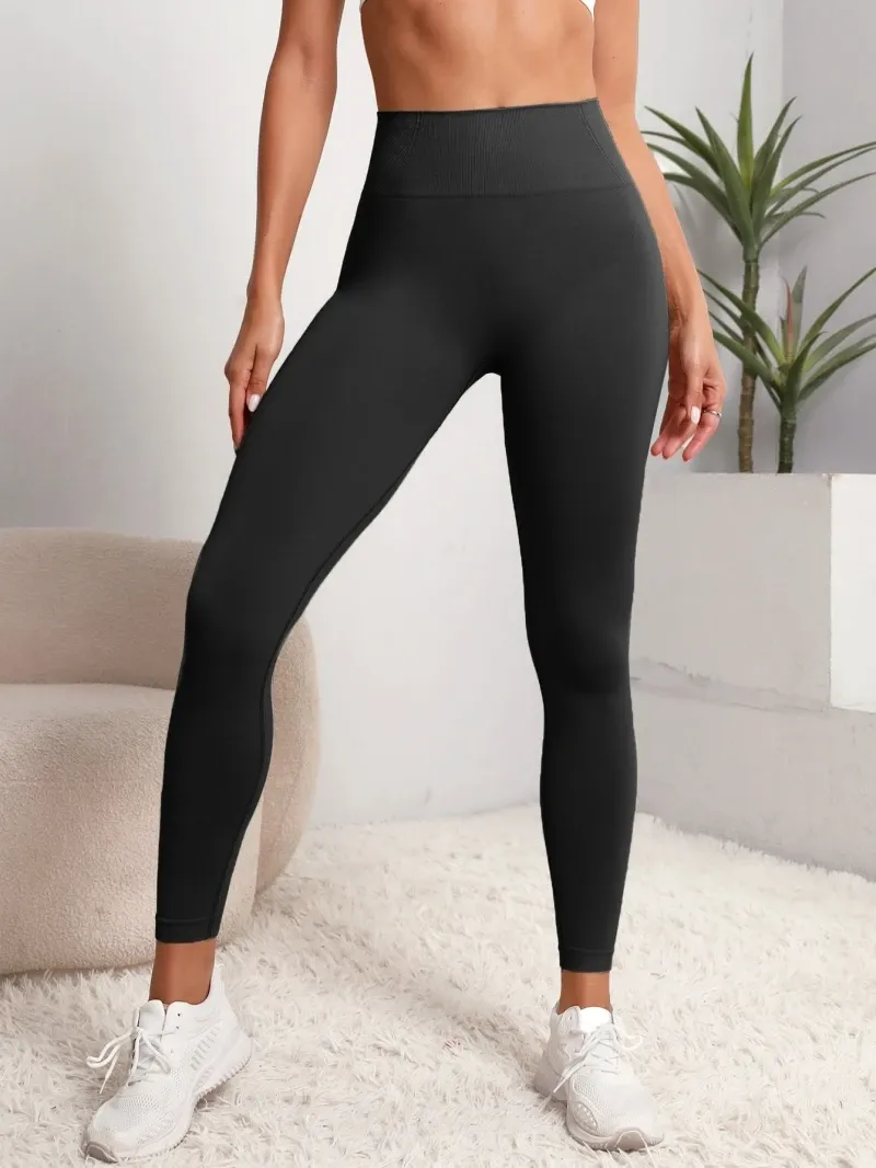 Legging taille haute femme à maintien du ventre, doux et extensible, pour le yoga et la course à pied 4