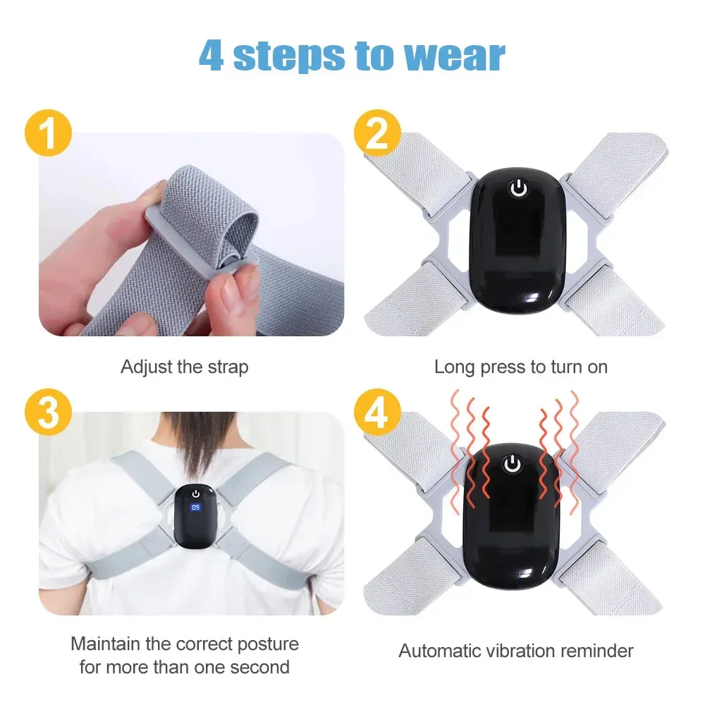 Correcteur de posture intelligent avec capteur et rappel vibrant, invisible, pour adultes et enfants 4