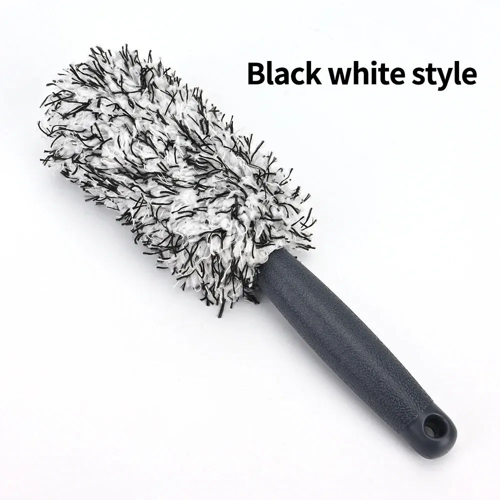 Brosse de lavage de voiture en peluche Premium pour roues, poignée antidérapante, facile à nettoyer, pour rayons et jantes 8