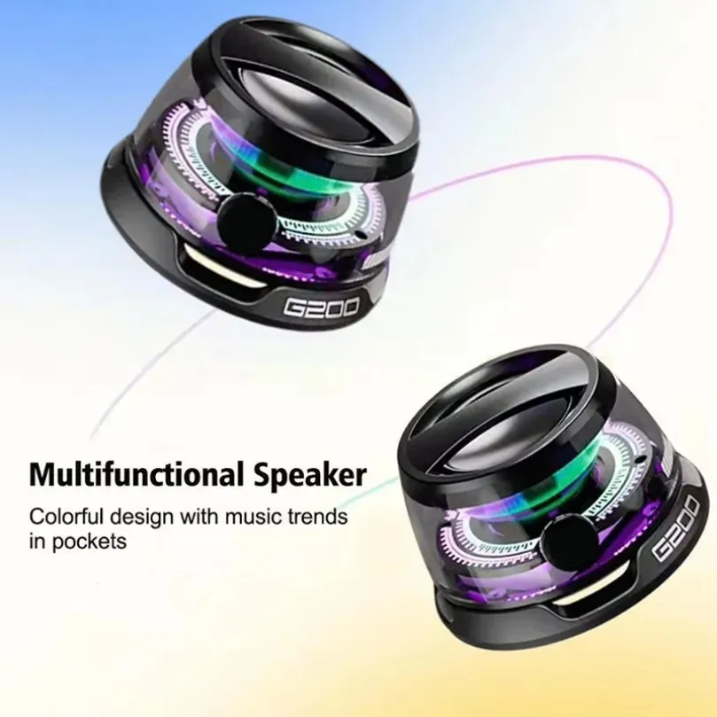VIKEFON Haut-parleur Bluetooth portable HECATE G200 RGB, enceinte magnétique à éclairage RGB, Bluetooth 5.3, mini enceinte, autonomie 7 heures, support pour téléphone 1