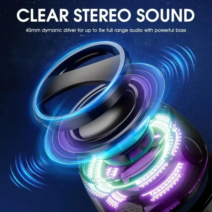 VIKEFON Haut-parleur Bluetooth portable HECATE G200 RGB, enceinte magnétique à éclairage RGB, Bluetooth 5.3, mini enceinte, autonomie 7 heures, support pour téléphone 4