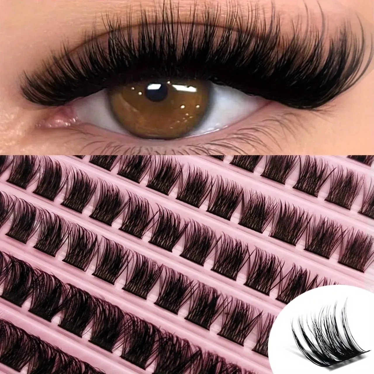 Extensions de cils effet naturel, courbure D, lot de 120, 160 ou 200 pièces (9-16 mm), kit mixte 40D, T50 et 80D, œil de chat - Image 1