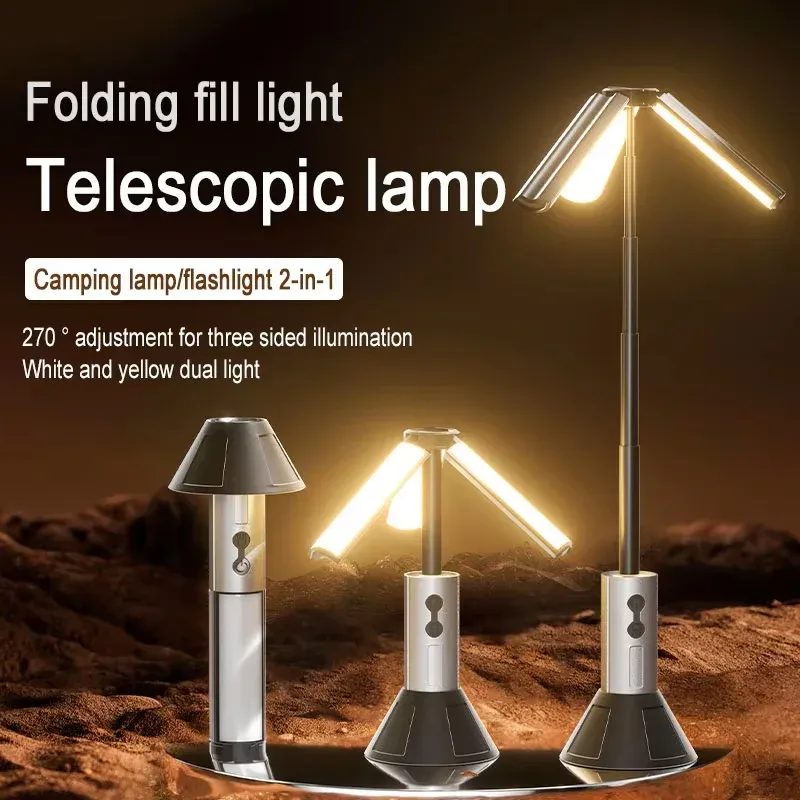 Lampe de poche LED télescopique portable rechargeable, projecteur pliable pour réparation automobile et éclairage de camping